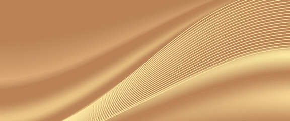 Abstract gold lines background with light effects. vecto