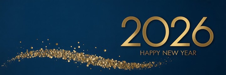 Golden new year 2026 celebration with sparkling glitter and festive wishes