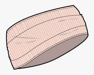 Headband design technical flat sketch vector mockup template.
