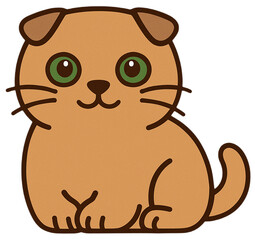 Scottish Fold Cat Illustration Sitting and Smiling