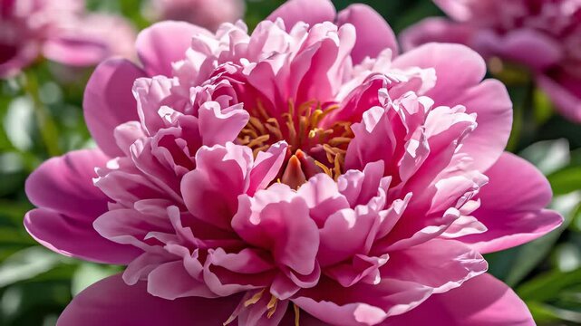 Pink Peony Blooming in Lush Garden Setting Captures Concept of Growth, Renewal, and Beauty Perfectly Suited for Promoting Luxury, Sophistication, or High End Brands Valuing Exclusivity and.