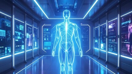 Futuristic Human Anatomy Scan in High-Tech Laboratory - Powered by Adobe