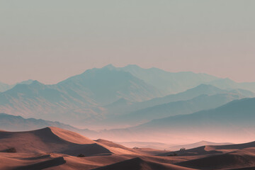 Naklejka premium Desert Landscape With Dunes And Warm Tones 