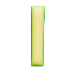 Alphabet, Number and Symbol 3D Render Word Luminous Yellow Green Gloss Form