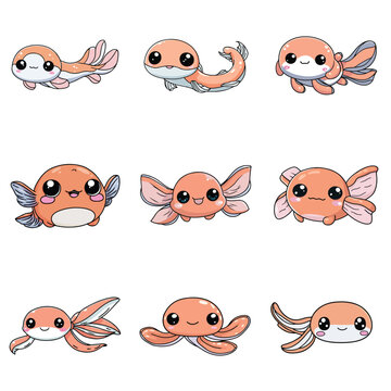 Set Icon of ribbonfish style minimal flat