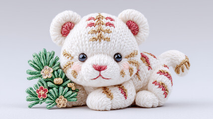 お正月向け干支の虎の編みぐるみ