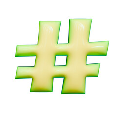 Obraz premium Alphabet, Number and Symbol 3D Render Word Luminous Yellow Green Gloss Form