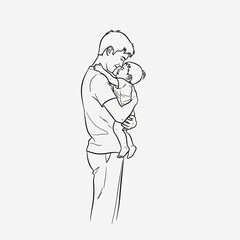 Father lovingly holding his baby in a tender embrace.