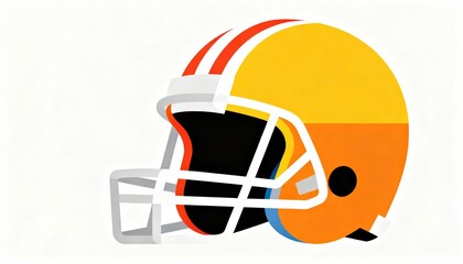 Fototapeta premium A vibrant, stylized depiction of an American football helmet featuring bold colors and a modern design.