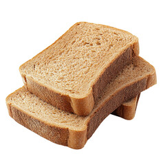 Two slices of fresh whole grain bread stacked neatly on a clean white surface. the texture and color variations. ideal for food photography or culinary use