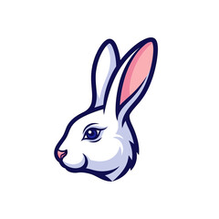 Obraz premium White Cartoon Rabbit Head with Long Ears.