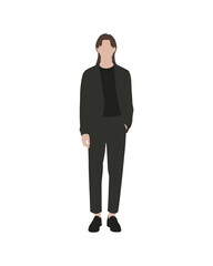 Flat vector people and illustration, man with casual outfit