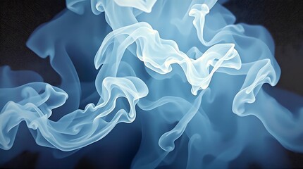 Abstract 3D background with ethereal blue smoke waves flowing on a dark textured surface. Cinematic fluid motion and soft vapor trails for high-tech branding and creative digital wallpaper.