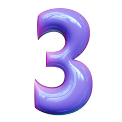 Alphabet, Number and Symbol 3D Render Word Electric Violet Candy Gloss Sculpture
