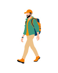 Flat vector people and illustration, man with casual adventurer outfit