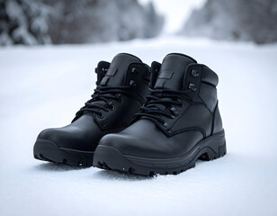 Black Winter Boots in Snow