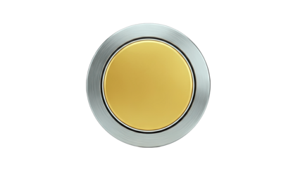 Golden Button with Silver Rim on White Background