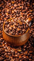 Fototapeta premium Heres the output Roasted coffee beans with rich, warm undertones ready to be ground and brewed into a fragrant cup of aromatic coffee