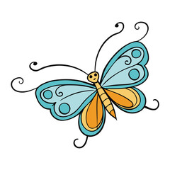 A delicate butterfly crafted in elegant calligraphic strokes, its wings flowing with graceful curves, blending art and nature in a mesmerizing dance of lines.
