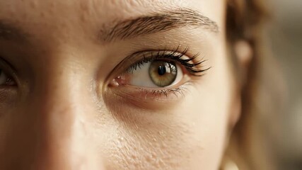 A dramatic close up of a woman's eye with a digital glitch and static noise effect - Powered by Adobe