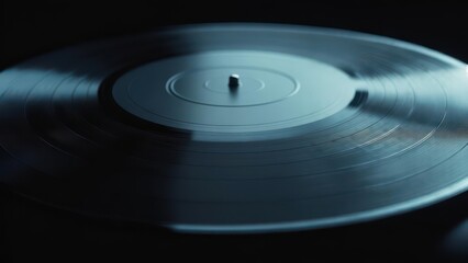 Close-up of a spinning vinyl record
