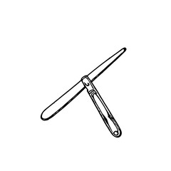 Obraz premium Black line art, vintage straight razor handle, whi