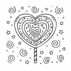 Hand drawn sweet lollipop in heart shape for February treats and Valentine visuals
