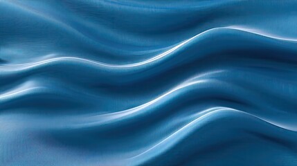 Obraz premium Smooth Waves of Luxurious Satin Fabric in Rich Blue Color with Various Light Reflections for Elegant Background and Textile Design