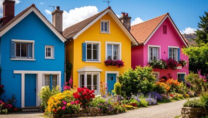 Colorful Houses Arrangement Background in High Resolution