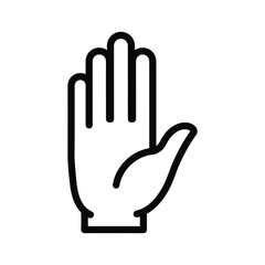 Obraz premium Simple black outline icon of an open human hand showing the palm, isolated on