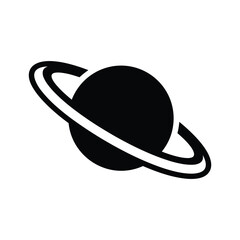 Black silhouette icon of planet saturn with prominent rings isolated on © pngmarket