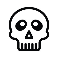 Simple black and white icon of a human skull isolated on