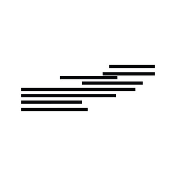 Abstract black horizontal line graphic element showing staggered progression isolated on