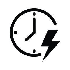 Black and white icon representing fast time, quick service, or rapid charging isolated on