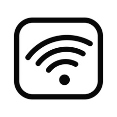 Simple black and white icon representing wireless internet connection or wifi signal isolated on