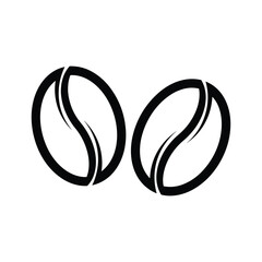 Two stylized black coffee beans on a