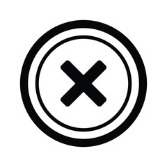 Black cross symbol inside a circle isolated on