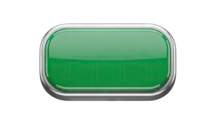 Green Button with Metallic Frame on White Background