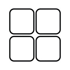 Four empty rounded squares arranged in a 2x2 grid, isolated on