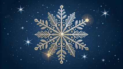 Fototapeta premium Elegant star snowflake PNG isolated for winter backgrounds, holiday cards, and festive graphic compositions.