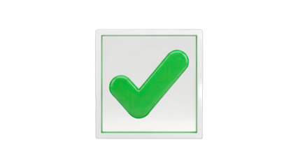 Green Check Mark in Square: Approval Concept