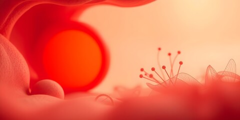 Warm Abstract Surreal Background in Red and Orange Tones - A surreal abstract background with smooth curves, warm red hues, and minimalist organic elements.