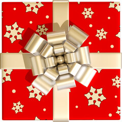 Red Christmas gift box, full frame festive present on transparent background