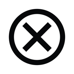 Obraz premium Black cross symbol inside a black circle isolated on