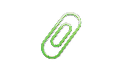 Obraz premium Green Paperclip Isolated on White Background