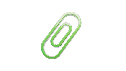 Green Paperclip Isolated on White Background