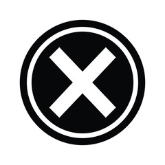 Black cross symbol inside a circle on a