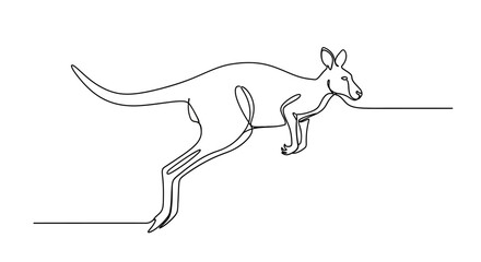 Elegant kangaroo artwork in continuous line drawing style, symbolising movement and grace