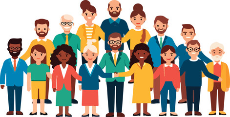 Fototapeta premium Diverse group of happy people standing together in unity and harmony