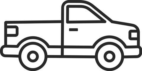 Outline Icon of a Pickup Truck on White Background vehicle automobile